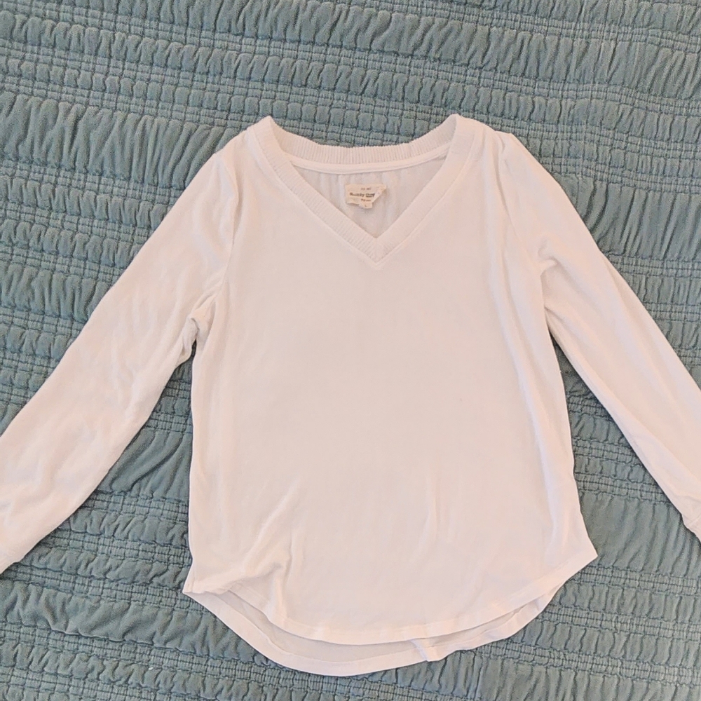 Simply Threads White V-Neck Sweater Size Medium